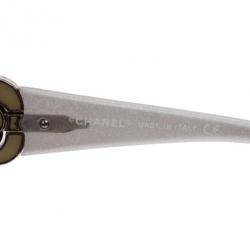 Pre Owned Chanel Vintage Silver Camelia Shield Sunglasses