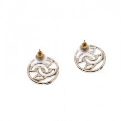Pre Owned Chanel CC Gold Tone Round Stud Earrings