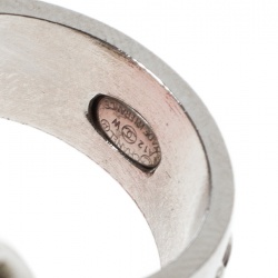 Pre Owned Chanel CC Crystal Silver Tone Cocktail Ring Size 54