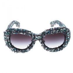 Pre Owned نظارة شمسية شانيل كبيرة 71085 متدرجة سوداء/ تويد متعددة الألوان