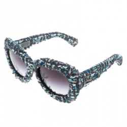 Pre Owned نظارة شمسية شانيل كبيرة 71085 متدرجة سوداء/ تويد متعددة الألوان