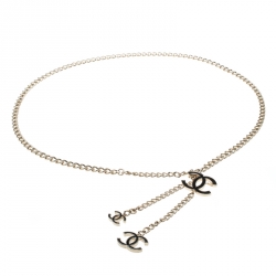 Pre Owned Chanel CC Enamel Gold Tone Chain Link Belt / Necklace