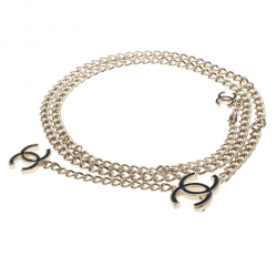 Pre Owned Chanel CC Enamel Gold Tone Chain Link Belt / Necklace