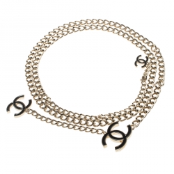 Pre Owned Chanel CC Enamel Gold Tone Chain Link Belt / Necklace