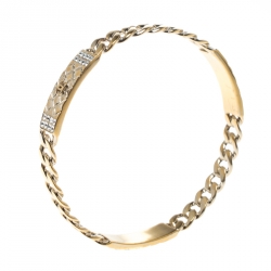 Pre Owned Chanel CC Crystal Textured Chain Link Gold Tone Bangle Bracelet