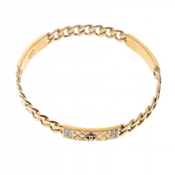 Pre Owned Chanel CC Crystal Textured Chain Link Gold Tone Bangle Bracelet