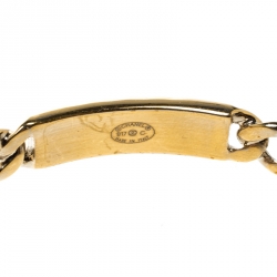 Pre Owned Chanel CC Crystal Textured Chain Link Gold Tone Bangle Bracelet