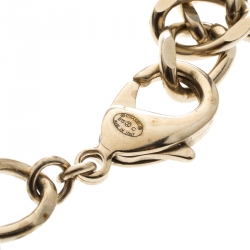 مملوكة مسبقًا Chanel Turnlock Metallic Leather Gold Tone Double Chain Necklace