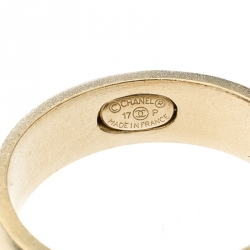 Pre Owned Chanel CC Crystal Open Work Gold Tone Cocktail Ring Size 52