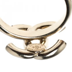 مملوكة مسبقًا Chanel CC Multicolored Enamel Gold Tone Ring Size 52