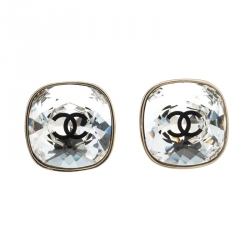 مملوكة مسبق ًا Chanel CC Crystal Gold Tone Stud Earrings