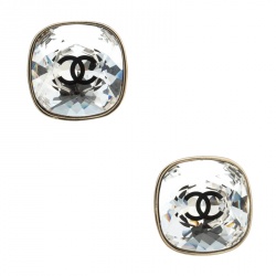 مملوكة مسبقًا Chanel CC Crystal Gold Tone Stud Earrings