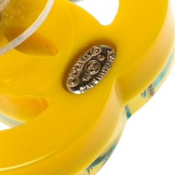 Pre Owned Chanel CC Yellow Resin Glitter Stud Earrings 