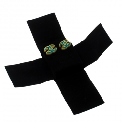 Pre Owned Chanel CC Yellow Resin Glitter Stud Earrings 