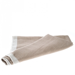 مملوكة مسبقًا Chanel Beige and Ecru CC Logo  Double Faced Cashmere and Silk Scarf