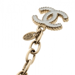 Pre Owned Chanel CC Faux Pearl and Rose Quartz Multi Strand Bracelet