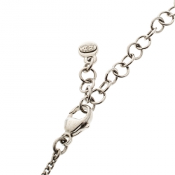 مملوكة مسبقًا Chanel CC Floral Crystal Embedded Pendant Silver Tone Necklace