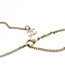 Pre Owned Chanel CC Crystal Gold Tone Pendant Chain Necklace
