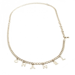 Pre Owned Chanel Logo Charm Gold Tone Chain Link Belt