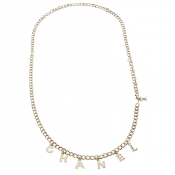 Pre Owned Chanel Logo Charm Gold Tone Chain Link Belt