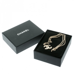 مملوكة مسبقًا Chanel CC Crystal Gold Tone Pendant Necklace