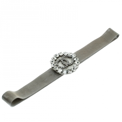 مملوكة مسبقًا Chanel CC Crystal Embellished Silver Tone Mesh Belt