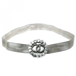 مملوكة مسبقًا Chanel CC Crystal Embellished Silver Tone Mesh Belt