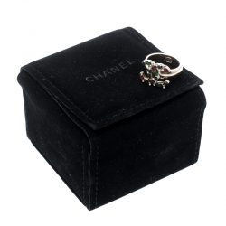 Pre Owned  خاتم شانيل CC باروك مرصع كريستال ذهبي