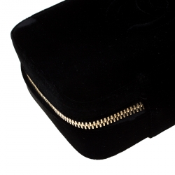 Pre Owned Chanel Black Velvet CC Jewelry Travel Case