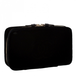 Pre Owned Chanel Black Velvet CC Jewelry Travel Case