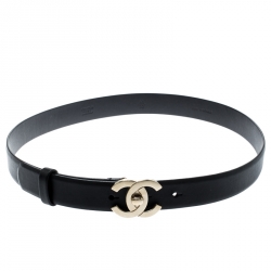 Chanel Black Leather CC Buckle Belt 80CM Chanel