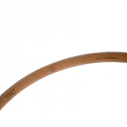 مملوكة مسبقًا حزام شانيل أزرق/أبيض قماش مخطط إبزيم CC مقاس 75 سم