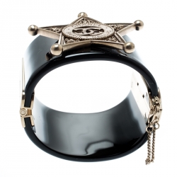 مملوكة مسبقًا سوار شانيل شريف ستار أسود ذهبي اللون عريض