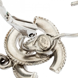 مملوكة مسبقًا Chanel  CC Silver Tone Faux Pearl Long Dangle Earrings