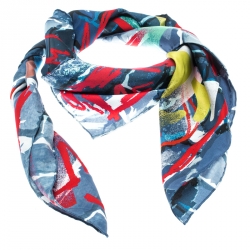 Pre Owned  وشاح شانيل ميك فاشون نوت ور حرير بنقوش غرافيتي مربع