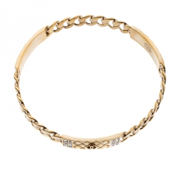 Pre Owned Chanel CC Crystal Textured Chain Link Gold Tone Bangle Bracelet