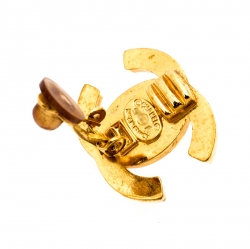 Pre Owned Chanel CC Turn Lock Gold Tone Clip-on Stud Earrings