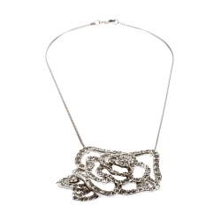 Pre Owned قلادة شانيل وردة كريستال فضية 