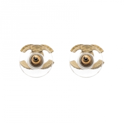 مملوكة مسبقًا Chanel CC Crystal Gold Tone Mini Stud Earrings