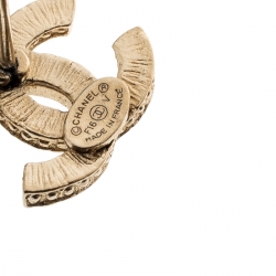 مملوكة مسبقًا Chanel CC Crystal Gold Tone Mini Stud Earrings