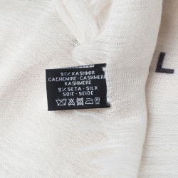 Pre Owned شال شانيل  CC مطبوع سفير و كاميليا كشمير حرير بيج