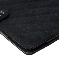 Pre Owned Chanel Black Quilted Nubuck Leather Crossbody iPad Case