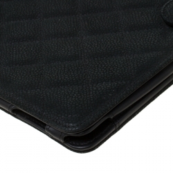 Pre Owned Chanel Black Quilted Nubuck Leather Crossbody iPad Case