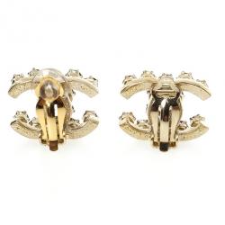 Pre Owned Chanel CC Blue Crystal Earrings
