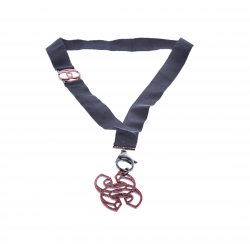 Pre Owned قلادة شانيل CC دلاية ريبون أسود مزخرفة كريستال