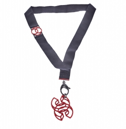 Pre Owned قلادة شانيل CC دلاية ريبون أسود مزخرفة كريستال