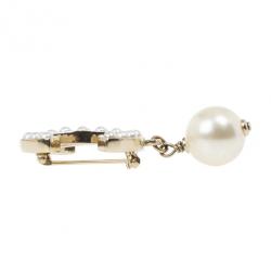 Pre Owned Chanel CC Pearl Drop Brooch