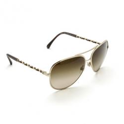 CHANEL Lambskin Aviator Chain Sunglasses 4194-Q Gold 186852