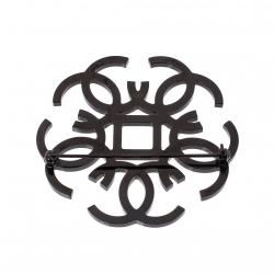 مملوكة مسبقًا Chanel CC Yellow Crystal Embellished Black Tone Pin Brooch