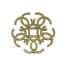 مملوكة مسبقًا Chanel CC Yellow Crystal Embellished Black Tone Pin Brooch